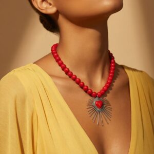 Collar con ágathas y dije corazón