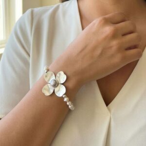 Pulsera de plata .925 Flor con perlas