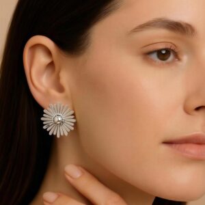 aretes de flor en plata
