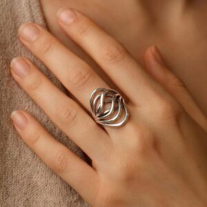 Anillo ondas de plata .925